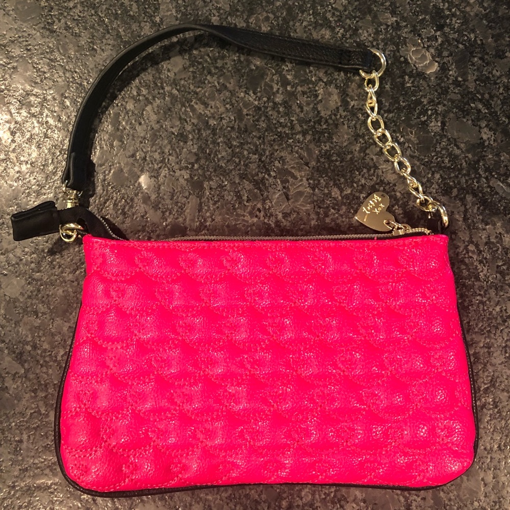 Betsey Johnson Hot Pink Quilted Wristlet